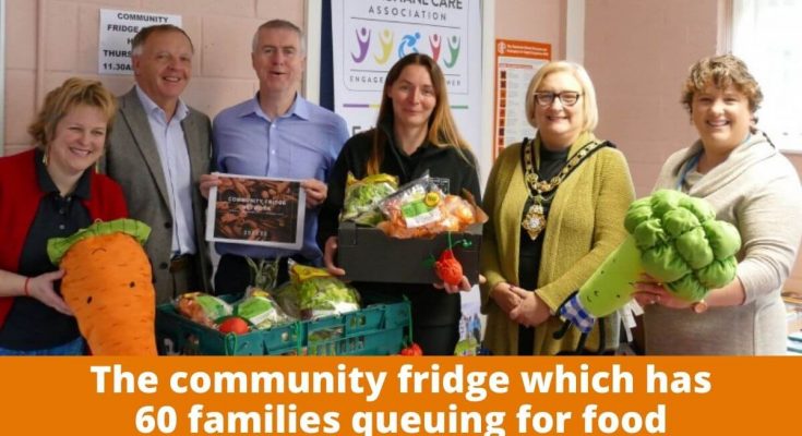 The community fridge which has 60 families queuing for food